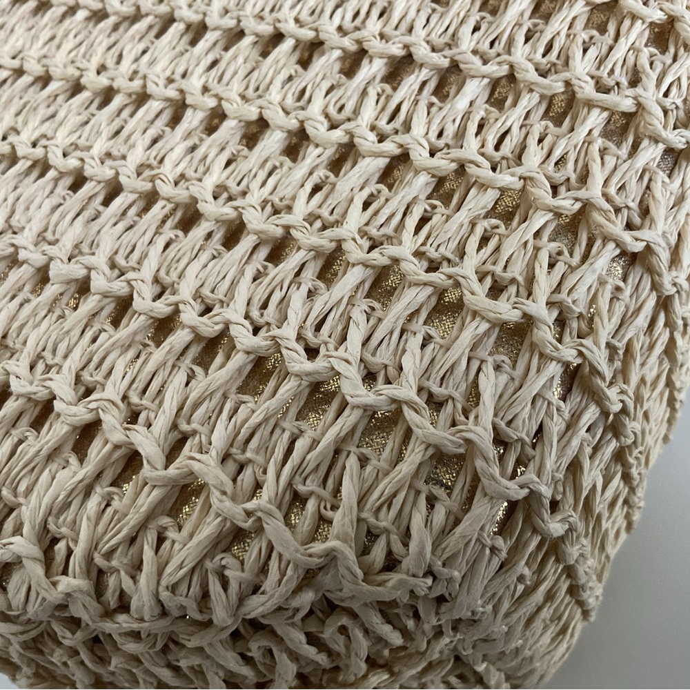 Haute Hippie Woven Raffia/Straw Crossbody Bag Gold Chain Strap - Picture 15 of 16